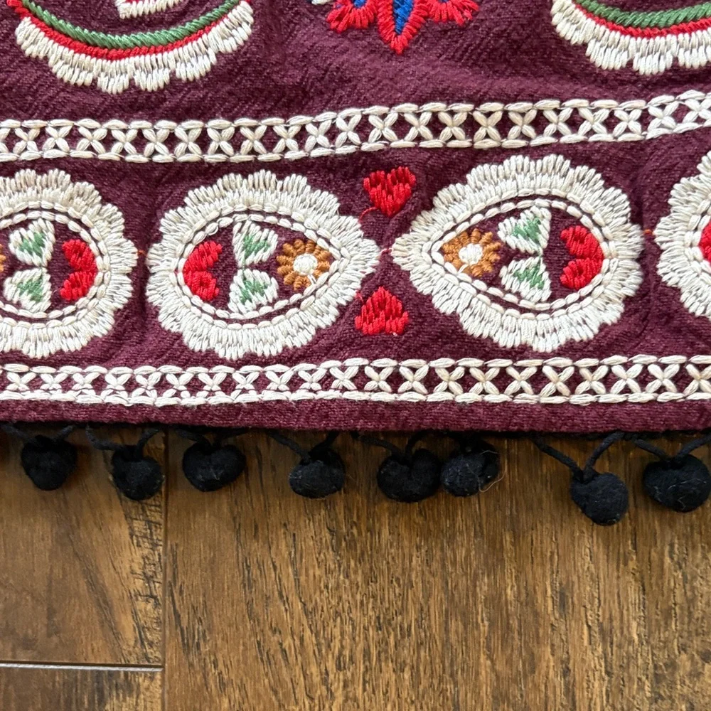 Altar'd State Burgundy Embroidered Mini Skirt - Picture 2 of 5